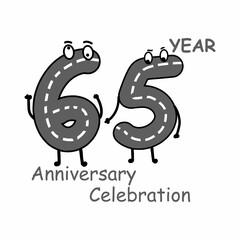 Fototapeta premium 65 year anniversary number character vector template design illustration