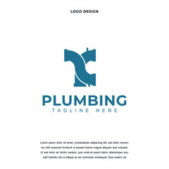 Creative pipe plumbing icon logo design vector illustration. plumbing service symbol logo design color editable