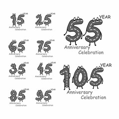 Obraz premium Set year anniversary number character vector template design illustration