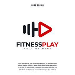 Creative abstract premium fitness sport body building and play icon logo design color editable vector illustration
