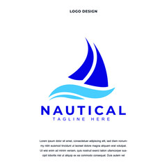 Creative abstract yacht ship icon logo design color editable vector illustration