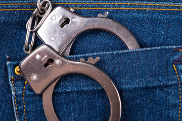 handcuffs in the back pocket,arrest for a crime