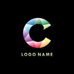 letter c logo, vibrant and colorful brand design