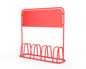 Blank Bike Parking Advertisement Banner Mockup. 3d render illustration.