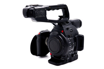 Professional video camera On the white background