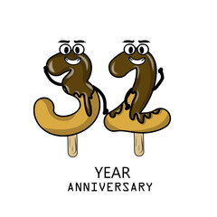 32nd year anniversary celebration vector template design illustration