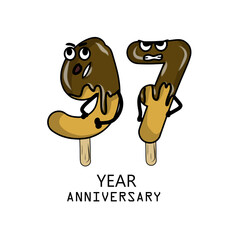 97th year anniversary celebration vector template design illustration