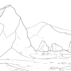 Line art Landscape background ecology education poster illustration design.