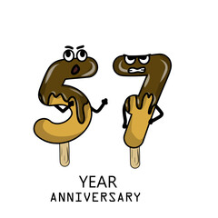 57th year anniversary celebration vector template design illustration