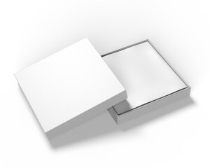 Blank Square Silk Scarf Gift Packaging Box For Branding Mockup. 3d render illustration.