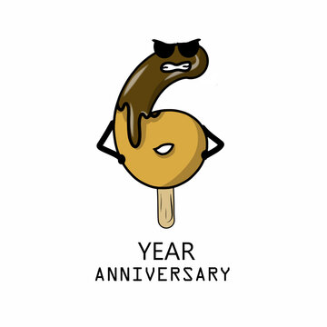 6th year anniversary celebration vector template design illustration