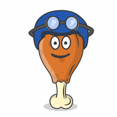 cute chicken thighs character vector template design illustration