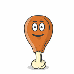 cute chicken thighs character vector template design illustration