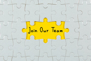 'Join Our Team' text on a Jigsaw Puzzle - business concept