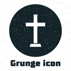 Fototapeta premium Grunge Christian cross icon isolated on white background. Church cross. Monochrome vintage drawing. Vector