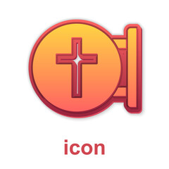 Obraz premium Gold Christian cross icon isolated on white background. Church cross. Vector