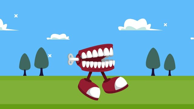 joke denture walking in the camp
