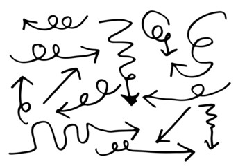 doodle design elements. hand drawn arrows isolated on white background. Vector illustration.