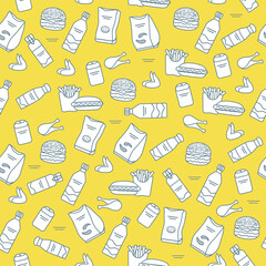 Seamless Pattern Fast Food Snack Picnic Unhealthy