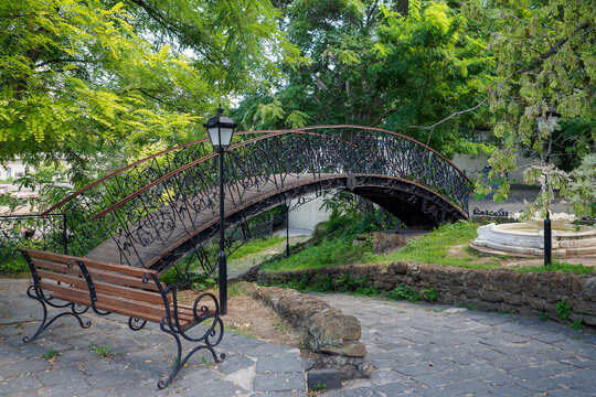 Old Odessa Corner and bridge for kisses in Ukraine