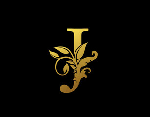 Luxury J Letter Design. Graceful Ornate Icon Vector Design. Vintage drawn emblem for book design, brand name, business card, Restaurant, Boutique, Hotel.