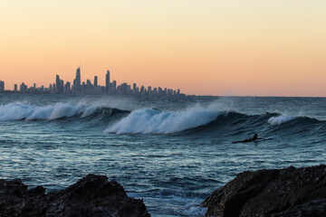 waves crashing on rocks