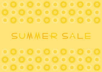 サマーセールのイラスト: ひまわり模様背景
