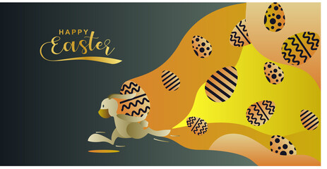 background for happy easter. illustration of masked easter bunny with egg. 