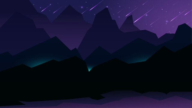 Premium Photo  Illustration of a landscape of mountains at night