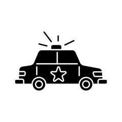 Police car icon. Law enforcement. Transport, protection equipment. Thin line contour symbols. Isolated vector outline illustrations.