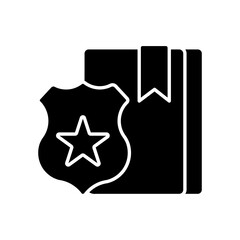 Police book icon. Law enforcement. Constitution of laws, protection equipment. Thin line contour symbols. Isolated vector outline illustrations.