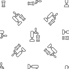 Grey line Beer tap with glass icon isolated seamless pattern on white background. Vector