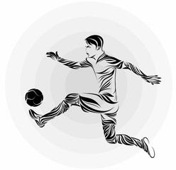 soccer player in floral ornament. vector illustration