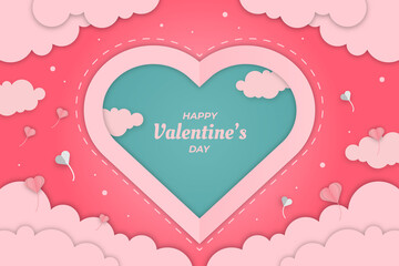 Cute Valentine Pink Love Cloud Background © amil studio