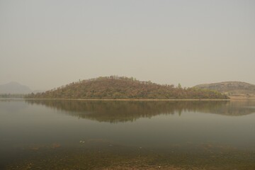murugama dam reservoir view, purulia, west bengal, india