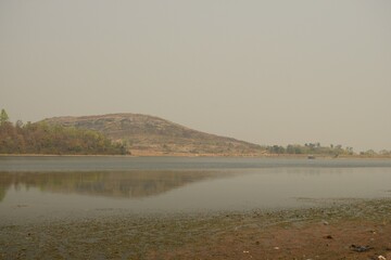 landscape view of murugama dam reservoir at purulia, west bengal, india