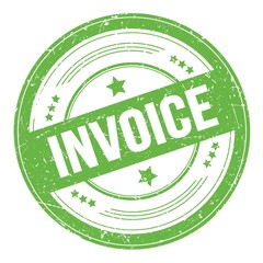 INVOICE word written on green round stamp