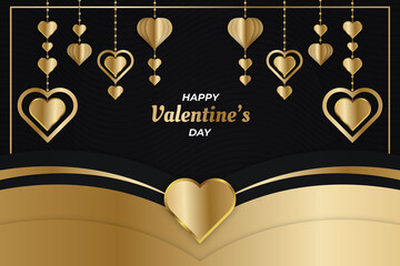Luxury Theme Valentine Day Heart Dark and Gold Background