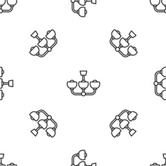 Grey line Chandelier icon isolated seamless pattern on white background. Vector