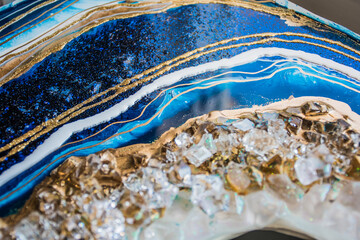 resin geode abstract art, functional art and painting