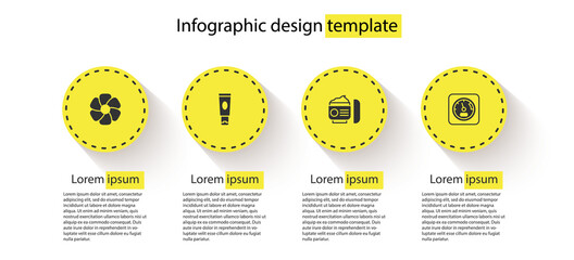 Set Flower, Cream or lotion cosmetic tube, and Sauna thermometer. Business infographic template. Vector