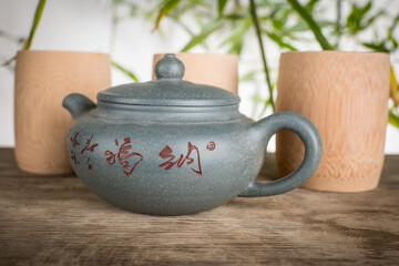 Obraz na płótnie Canvas tea ceremony chinese teapot made of yixing ceramics