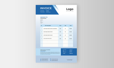 Minimal invoice template vector design