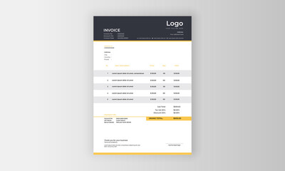 Invoice Layout Design with Dark Gray Header