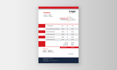 Creative modern business invoice templates design with red border