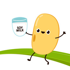 Soybean vector. Soybean character design. Soy milk vector.