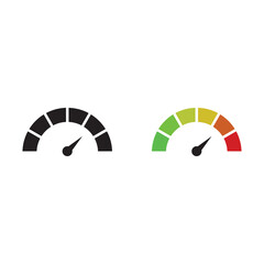 Speedometer icon or sign with arrow. Colorful Infographic