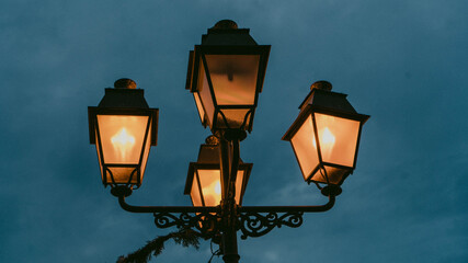 Fototapeta na wymiar Timisoara street lights. First city in continental Europe with electrically illuminated streets with 731 lamps 