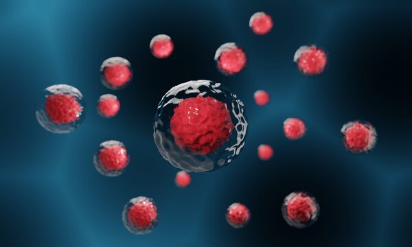 3d rendering Human cell. Embryonic stem cell microscope background. Stemcell New