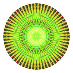 Creative multicolored points round symbol. Abstract symmetrical logo. Mosaic colorful beautiful beads. Circle dots modern pixel floral art icon. Colored pattern ornament wheel decorative illustration.